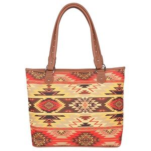 Montana West Red and Yellow Geometric Tote